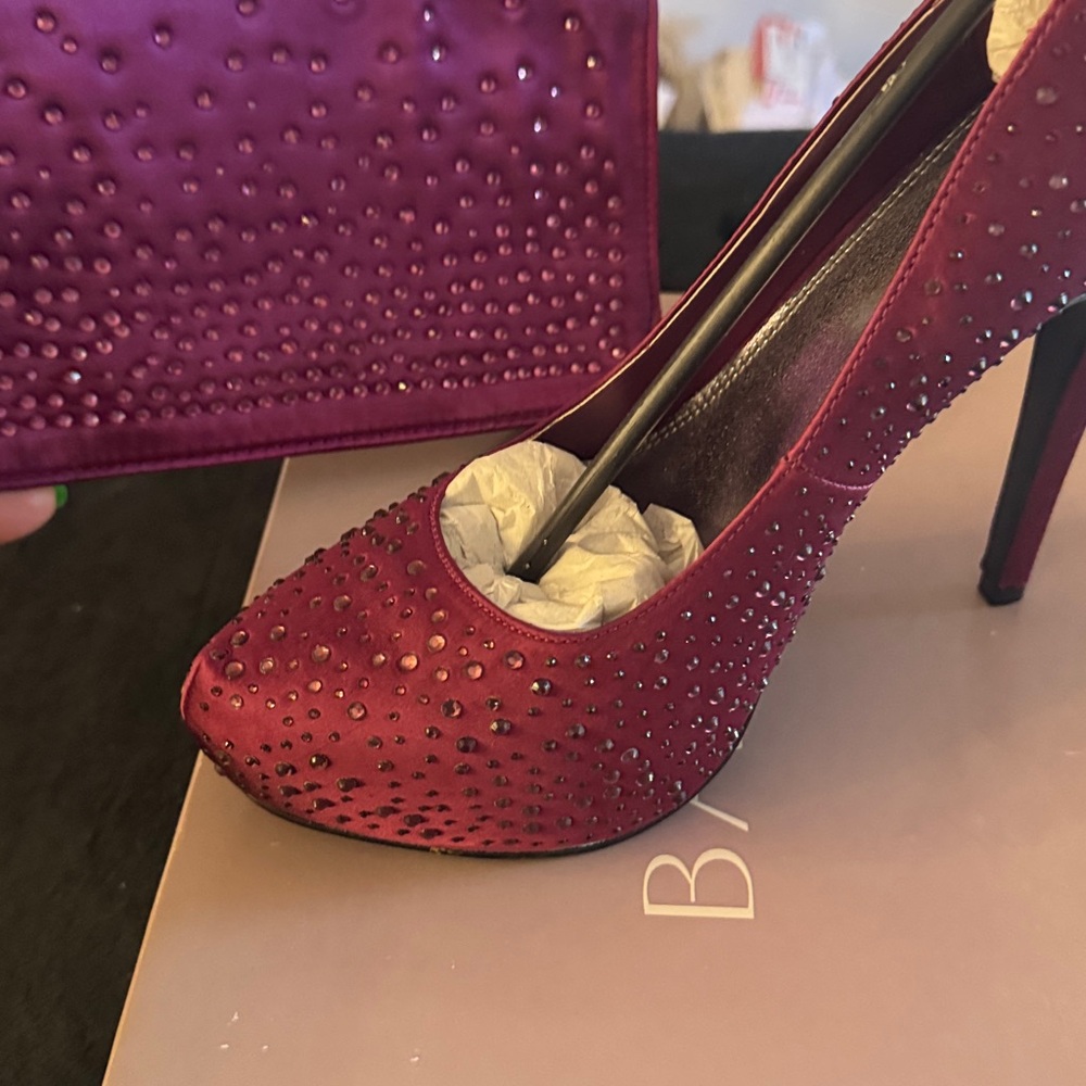 PALACE Burgundy Rhinestone Heels